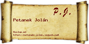 Petanek Jolán névjegykártya
