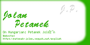 jolan petanek business card
